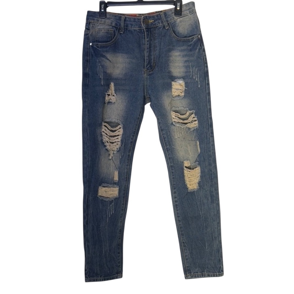 Distressed Blue Jeans